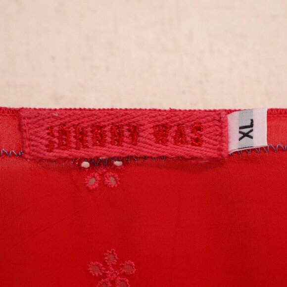 JOHNNY WAS Daisy Eyelet Embroidered Tunic Lightweight Vibrant Red Size XL - Picture 9 of 10